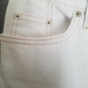 a.n.a. Bootcut Jeans, 6, White with tan seams
